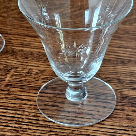 Etched Atomic Starburst Cocktail Glasses MCM 6-point star Susquehanna dessert (3 - Picture 5 of 14